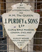 ENAMEL PURDEY & SONS SIGN