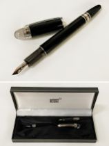 MONT BLANC STARWALKER BLACK FOUNTAIN PEN 14 CT WHITE GOLD NIB WITH PISTON FILLER - BOXED