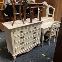 5 DRAWER CHEST, DRESSING TABLE & STOOL