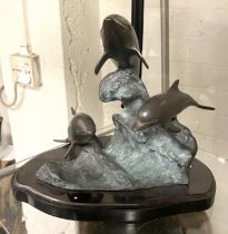 DOLPHIN BRONZE 35CMS (H) WITH BASE