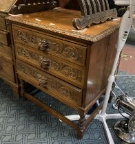 OAK 3 DRAWER LION CHEST