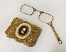 MOTHER OF PEARL FRENCH COMPACT WITH FRENCH LUNETTES
