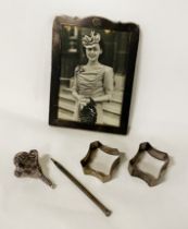 H/M SILVER PHOTO FRAME & 2 NAPKIN RINGS ETC