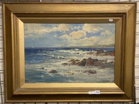 OIL ON CANVAS - SEA SCENE - SIGNED - 40 X 60 CMS APPROX - A/F