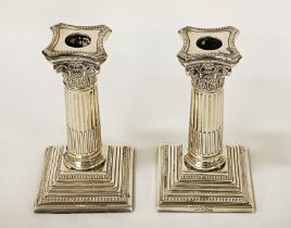 PAIR OF CORINTHIAN COLUMN CANDLESTICKS - 15.5 CMS (H) APPROX