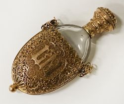 18CT GOLD FRENCH PERFUME HOLDER & BOTTLE