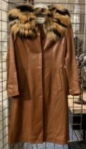 DOLCE & GABANNA BROWN LEATHER JACKET WITH FUR