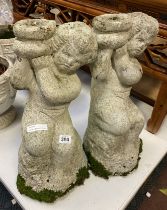 TWO CHERUB GARDEN FIGURES