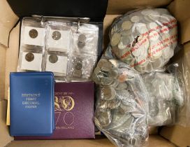 LARGE QTY OF COINS & BANKNOTES INCL. FULL & HALF SILVER BRITISH COINS