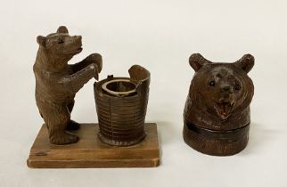 BLACK FOREST BEAR INKWELL CIRCA 1890 & ANOTHER INKWELL