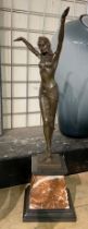 BRONZE ART DECO STYLE GIRL - 55.5 CMS (H) APPROX