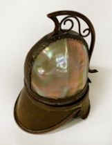 MOTHER OF PEARL CAVALRY HAT INKWELL 11.5CMS (H) APPROX