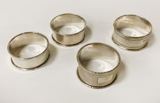 FOUR HM SILVER NAPKIN RINGS 46 GRAMS APPROX