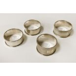 FOUR HM SILVER NAPKIN RINGS 46 GRAMS APPROX