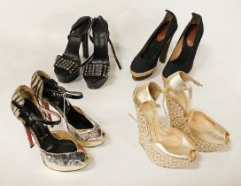 4 PAIRS OF LADIES DESIGNER SHOES, GUCCI ETC