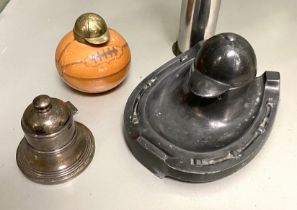 THREE UNUSUAL INKWELLS TO INCLUDE ONE HM SILVER