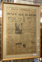 DAILY EXPRESS BROADSHEET ORIGINAL NEWSPAPER – “SPACE AGE IS HERE”