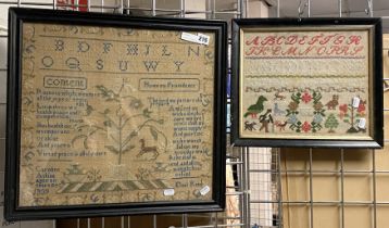 TWO EARLY FRAMED SAMPLER - ONE IS CIRCA 1839