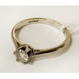 18 CARAT WHITE GOLD DIAMOND SOLITAIRE RING - APPROX 0.5 CARAT