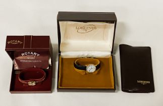 LONGINES LADIES 9 CARAT GOLD WATCH (BOXED) WITH ANOTHER BOXED LADIES WATCH