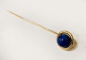 9CT GOLD TIE PIN & LAPIS LAZULI