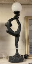 LARGE ART DECO STYLE FEMALE FIGURE TABLE LAMP A/F