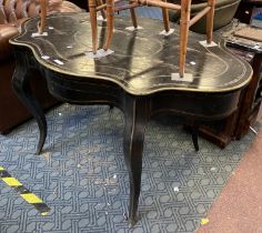 EBONY INLAID TABLE WITH DRAWER - A/F