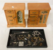 2 JEWELLERY CABINETS WITH JEWELLERY INCLUDED - SOME SILVER