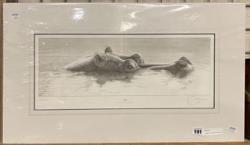 SIGNED LTD EDITION PRINT OF HIPPO FROM A DRAWING BY GARY HODGES