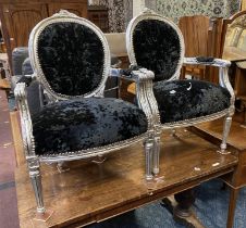 PAIR OF BLACK VELVET CHAIRS