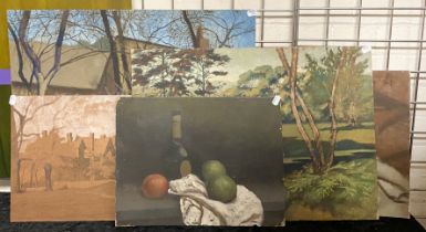 FIVE VIVIAN BEWICK OIL ON BOARDS - STILL LIFE