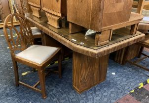 ART DECO TABLE & 4 CHAIRS