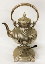 19TH CENTURY SWEDISH SILVER TEAPOT ON SPIRIT BURNER STAND 54OZS (IMP)