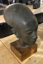 BRONZE EGYPTIAN HEAD FIGURE - 23 CMS (H)