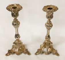 EARLY PAIR OF SILVER CANDLESTICKS (WEIGHTED)