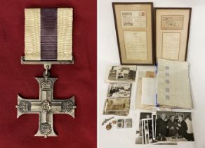 EARLY MILITARY CROSS & CREDITATION & WITH OTHER EPHEMERA