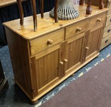 3 DRAWER 3 CUPBOARD PINE SIDEBOARD