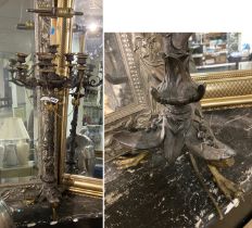 BRONZE & GILT CANDELABRA LAMP