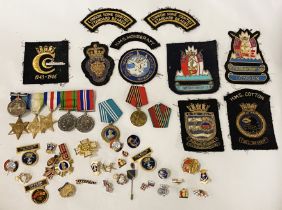 QTY OF MILITARY MEDALS & PATCHES & BADGES