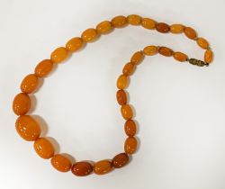 BUTTERSCOTCH AMBER BEADED NECKLACE - 24 GRAMS APPROX