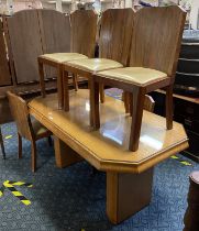 WALNUT ART DECO DINING TABLE & 6 CHAIRS