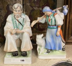 TWO ZSOLNAY FIGURINES - BOTH 33CM TALL & IN GREAT CONDITION