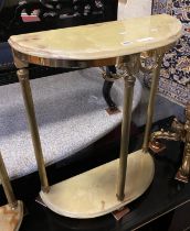 DEMI LUM ONYX & BRASS HALL TABLE