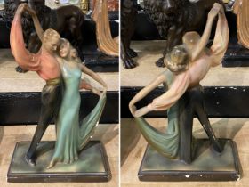 ART DECO SPANISH DANCERS IN PLASTER 32CM X 20CM