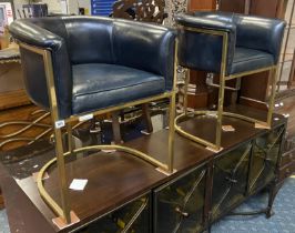 PAIR OF GILT METAL LEATHER TUB CHAIRS