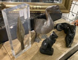 BRONZE DUCK & OTHER FIGURES ETC