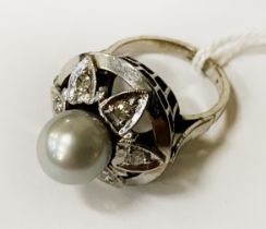 DIAMOND & PEARL RING - SIZE K