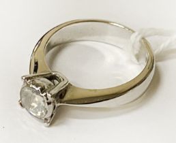 18CT WHITE GOLD & HALF CARAT OLD CUT DIAMOND RING - SIZE K