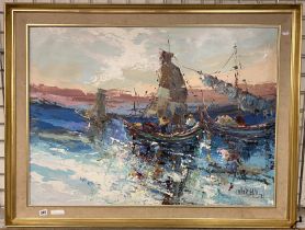 OIL ON CANVAS OF SEA SCENE - S. VADERS 99CM X 72CM