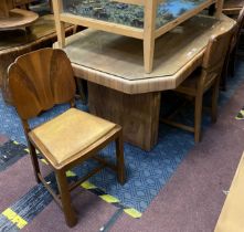 WALNUT ART DECO DINING TABLE & FOUR CHAIRS